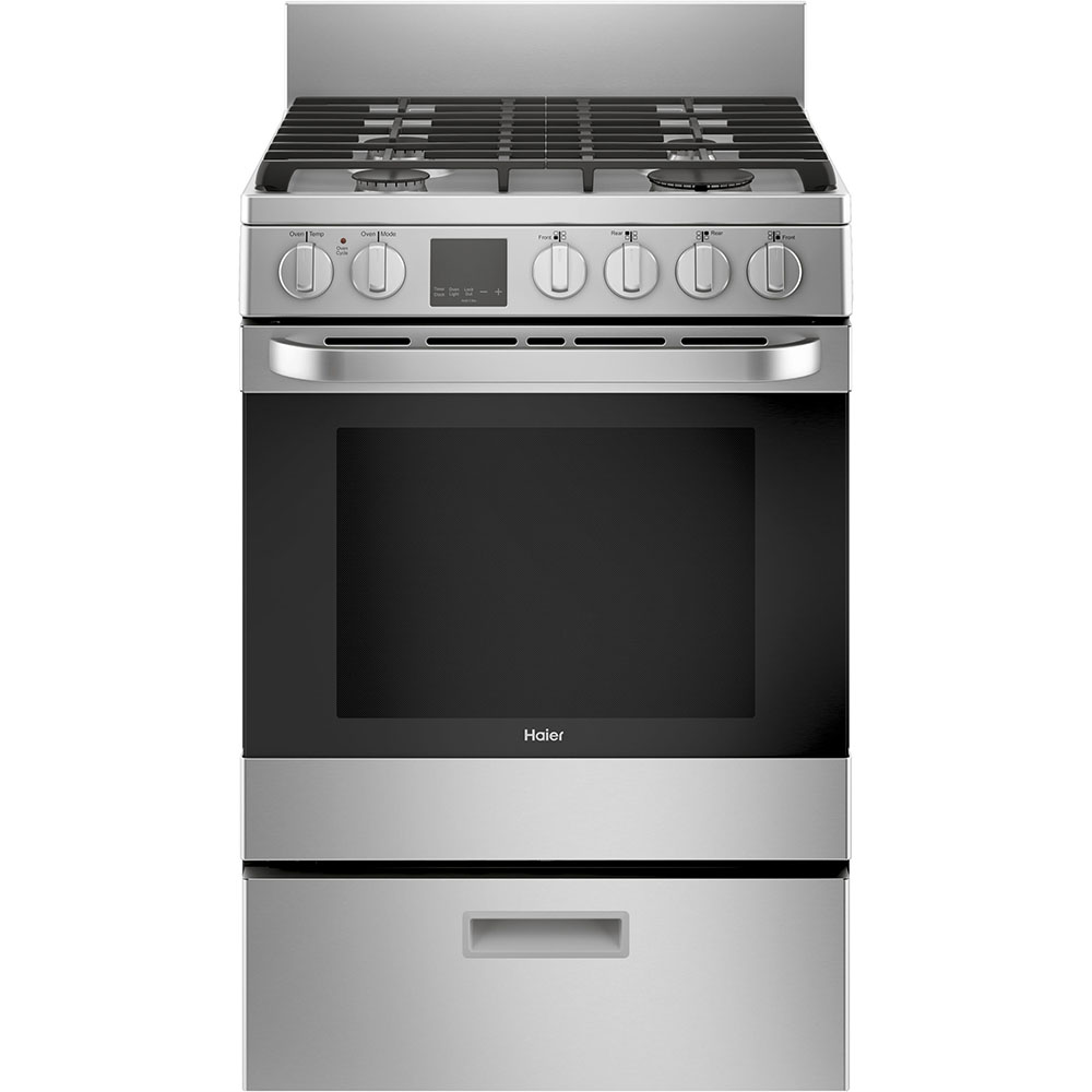 Haier 24" Gas Freestanding Range with Storage Drawer Stainless Steel 
