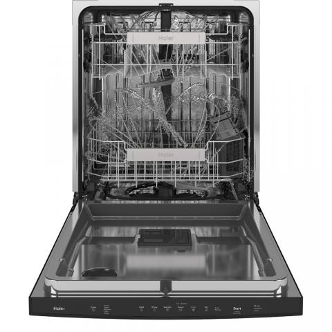 Haier Top Control Interior Dishwasher with Sanitize Cycle Fingerprint Resistant Stainless Steel