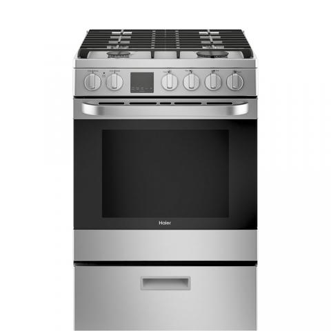 Haier 24" Gas Freestanding Range with Storage Drawer Stainless Steel